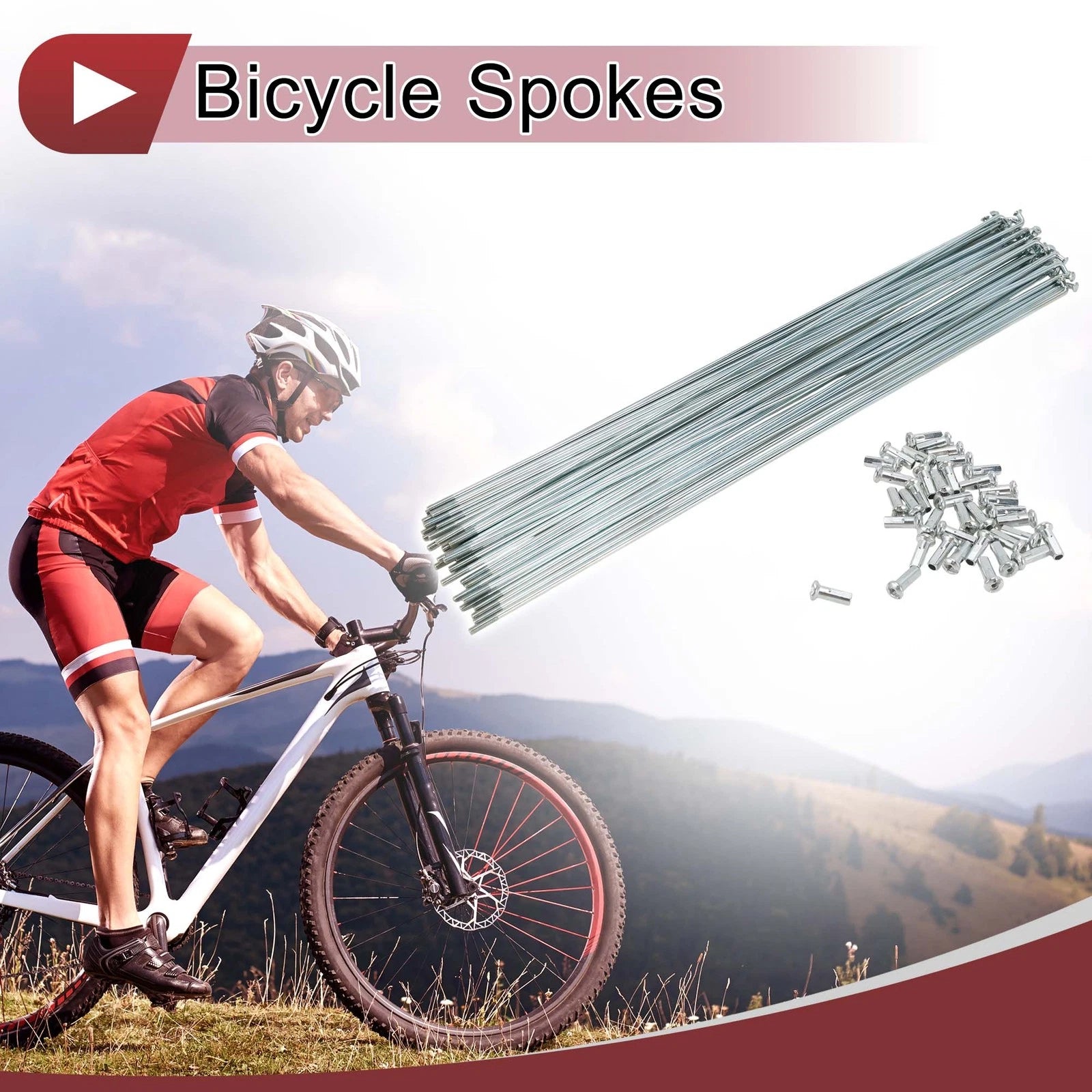 13G Bicycle Spokes 272mm Galvanized Carbon Steel Replacement Set for Bike