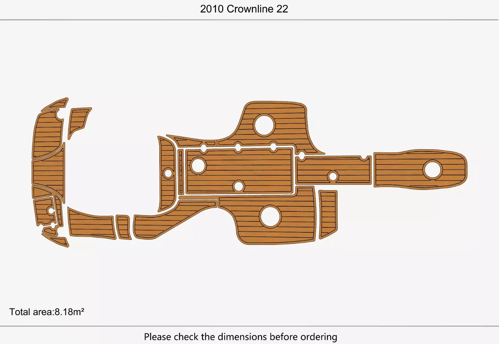 Swim Platform Cockpit Pads for Crownline 22 (2010) - EVA Foam Faux Teak