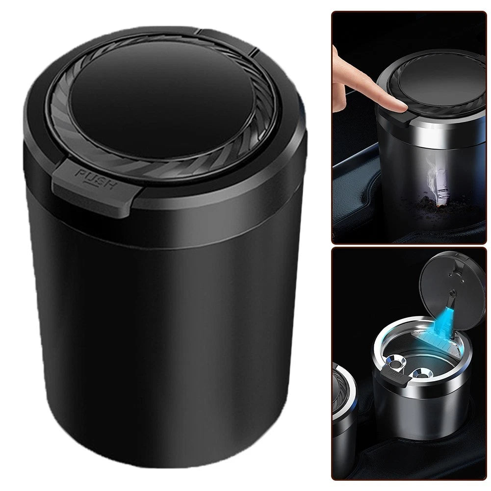 Smokeless Auto Ash Tray with Lid and LED Light for Universal Use (2010–2023)