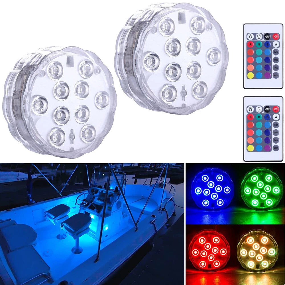 RGB LED Wireless Remote Boat Lights for Deck (Battery Operated, Waterproof)