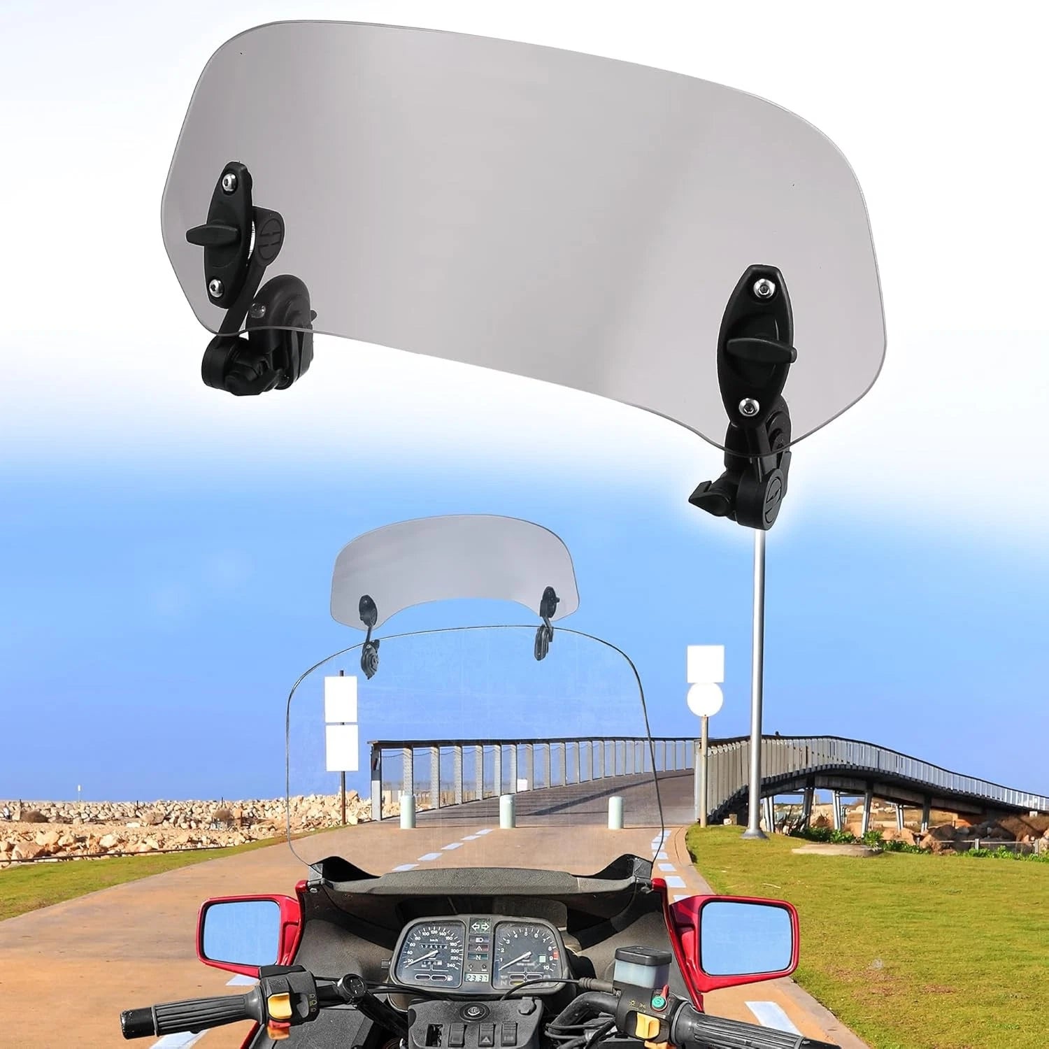 Universal Motorcycle Windshield Windscreen L for Yamaha, BMW, Honda, Suzuki