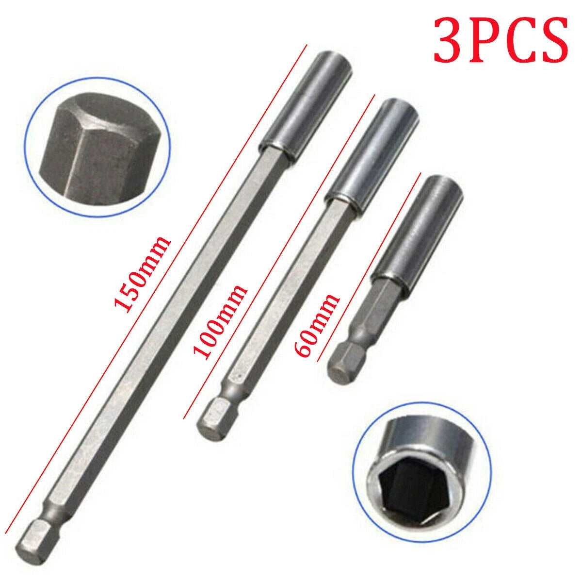 3X 1/4 Hex Magnetic Extension Bit Holder for Screwdriver Drill