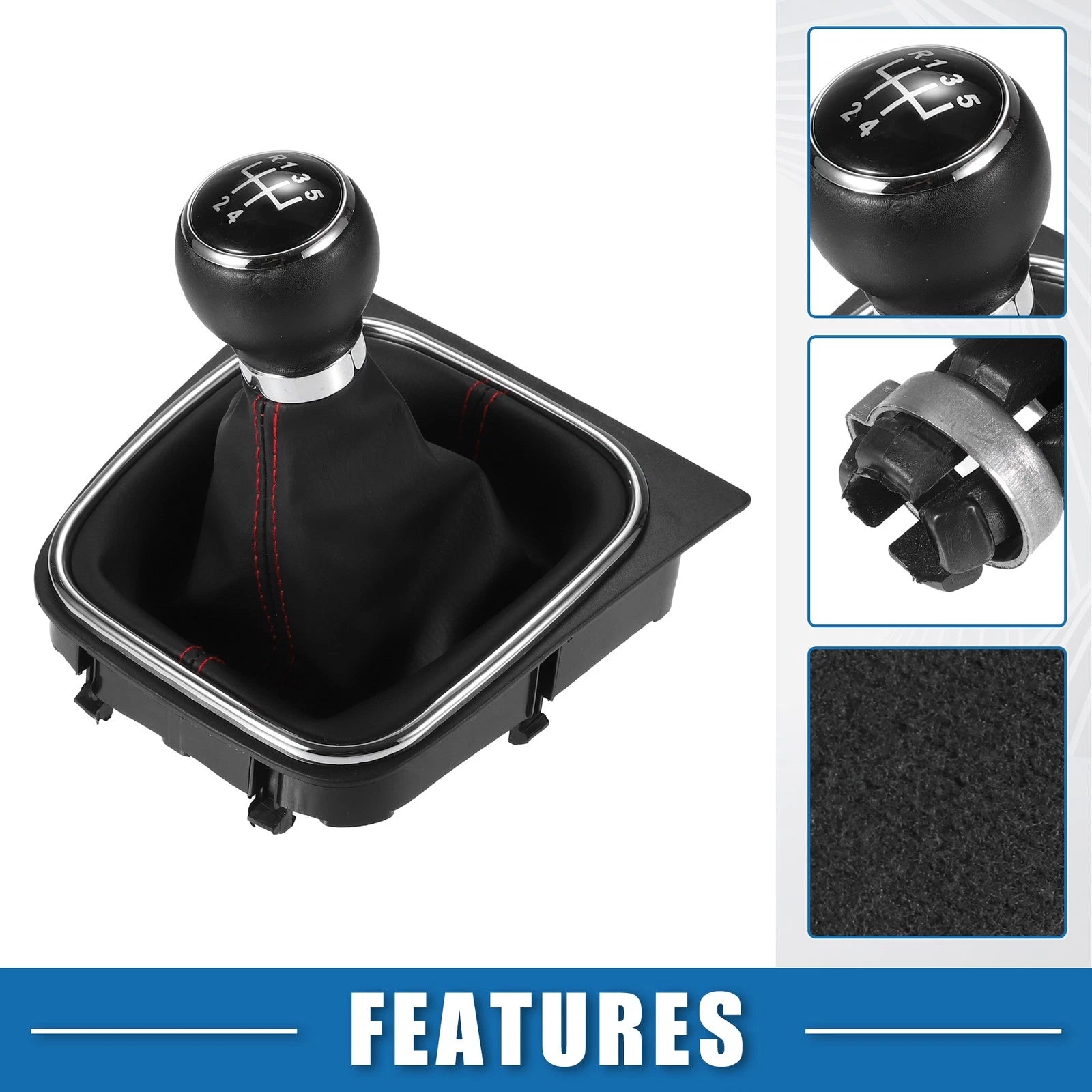 5 Speed Manual Gear Shift Knob Replacement with Boot for Volkswagen Golf (2006–2009)