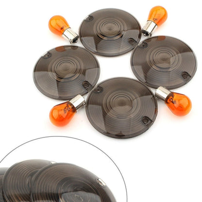 4X Turn Signal Light Amber Bulbs Smoke Cover for Harley Davidson Road King (1994–2010)