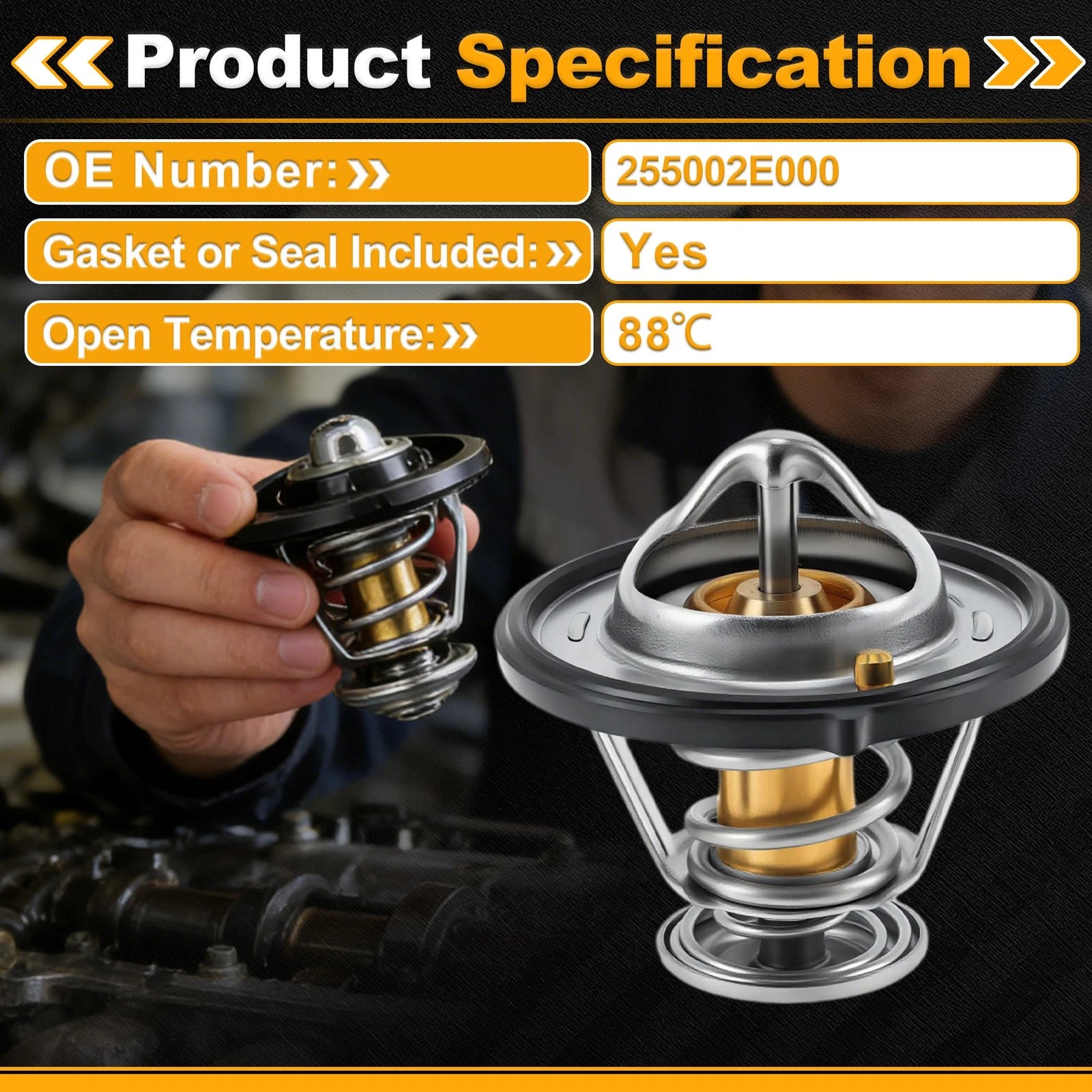 Engine Coolant Thermostat Replacement with Seal for Hyundai Elantra (2011–2022)