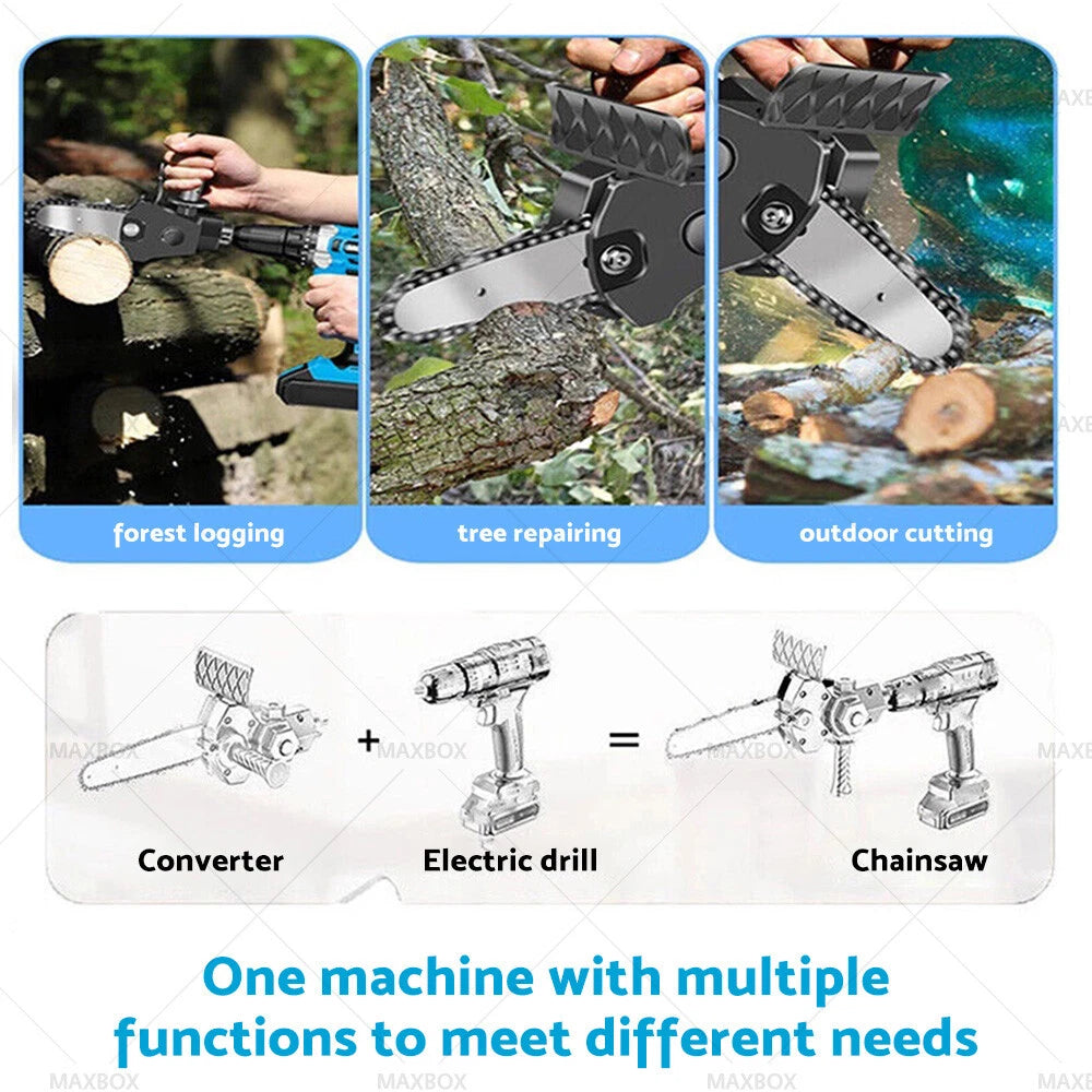 6" Electric Drill Converter to Chain Saw for Three-jaw Collet Drill
