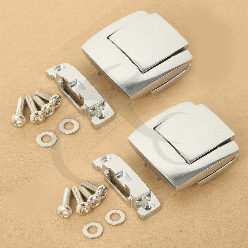 Chrome Razor Chopped Trunk Latch Hinges for Harley Touring (1988–2013)
