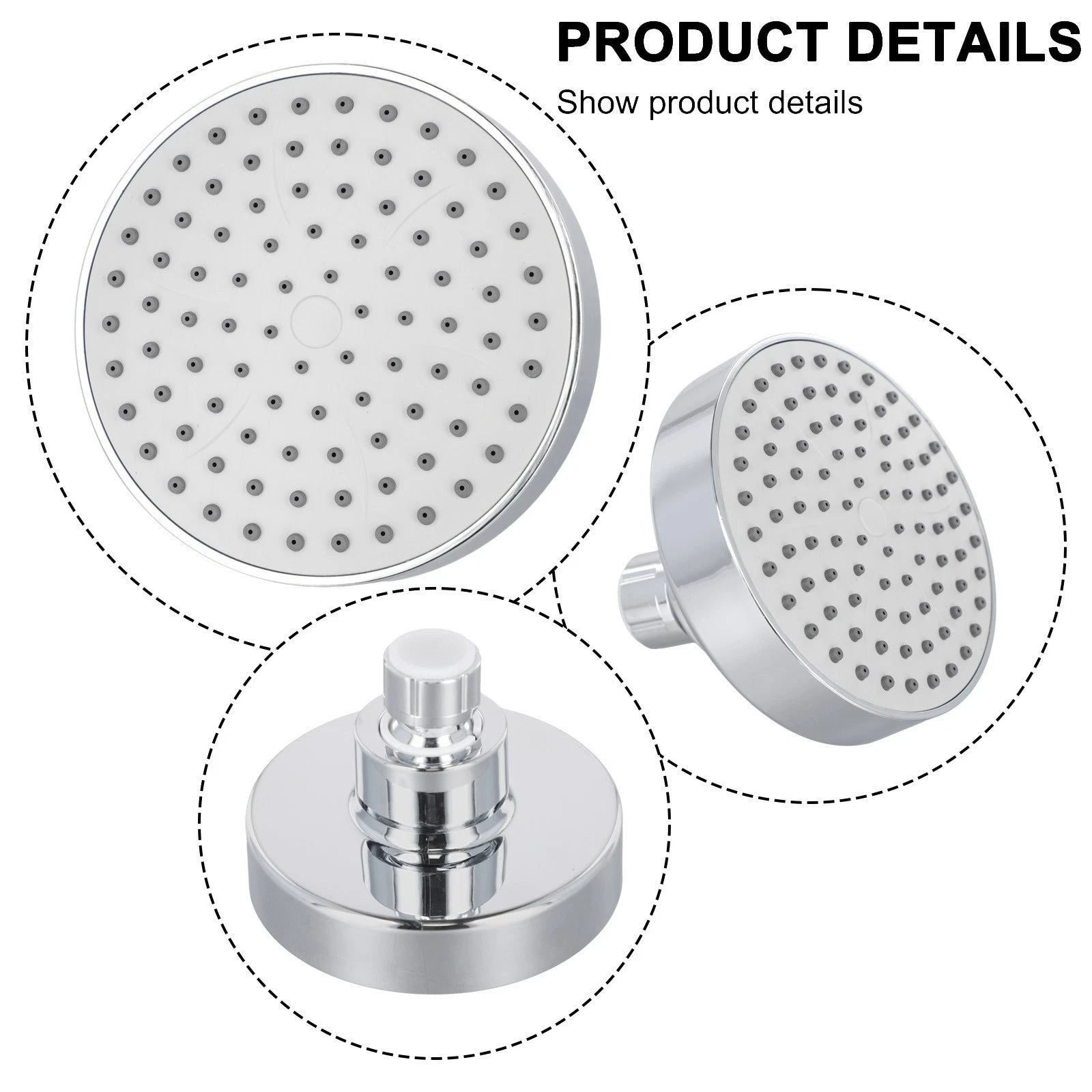 Adjustable 4 Inch Shower Head with Removable Water Restrictor for All Models