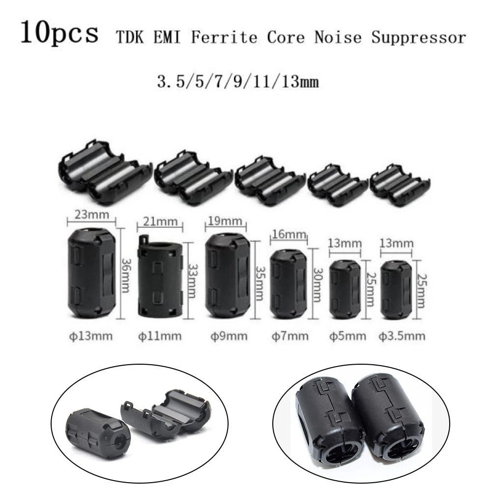 10x Ferrite Core Noise Suppressor Rings for Noise Cancellation