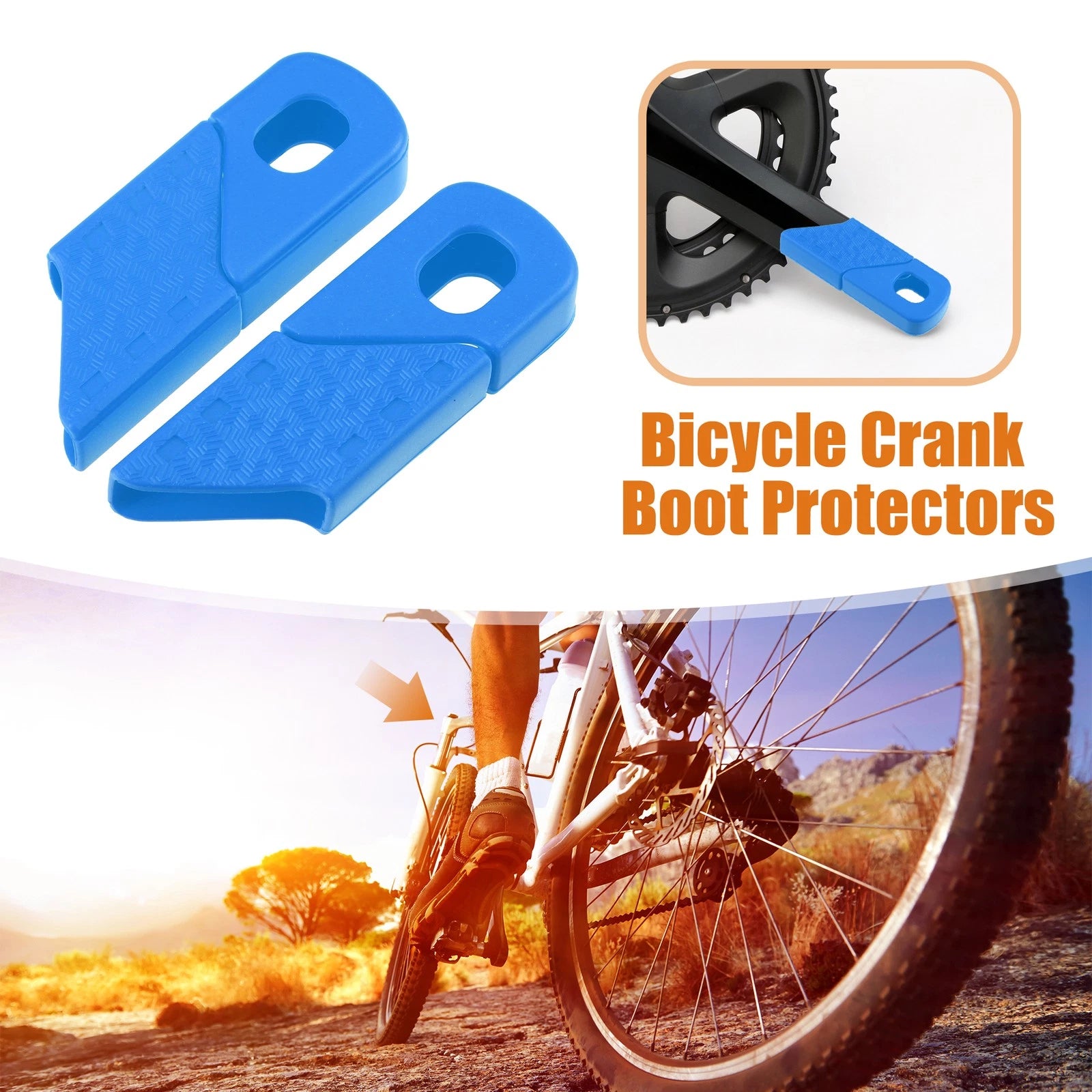 Crank Boot Protector Pair for Bicycle Cycling Crank Arm Covers (Blue)