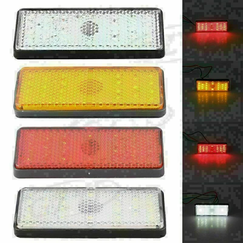 2X LED Rectangle Reflector Tail Light Signal Lights for Universal (2010–2023)