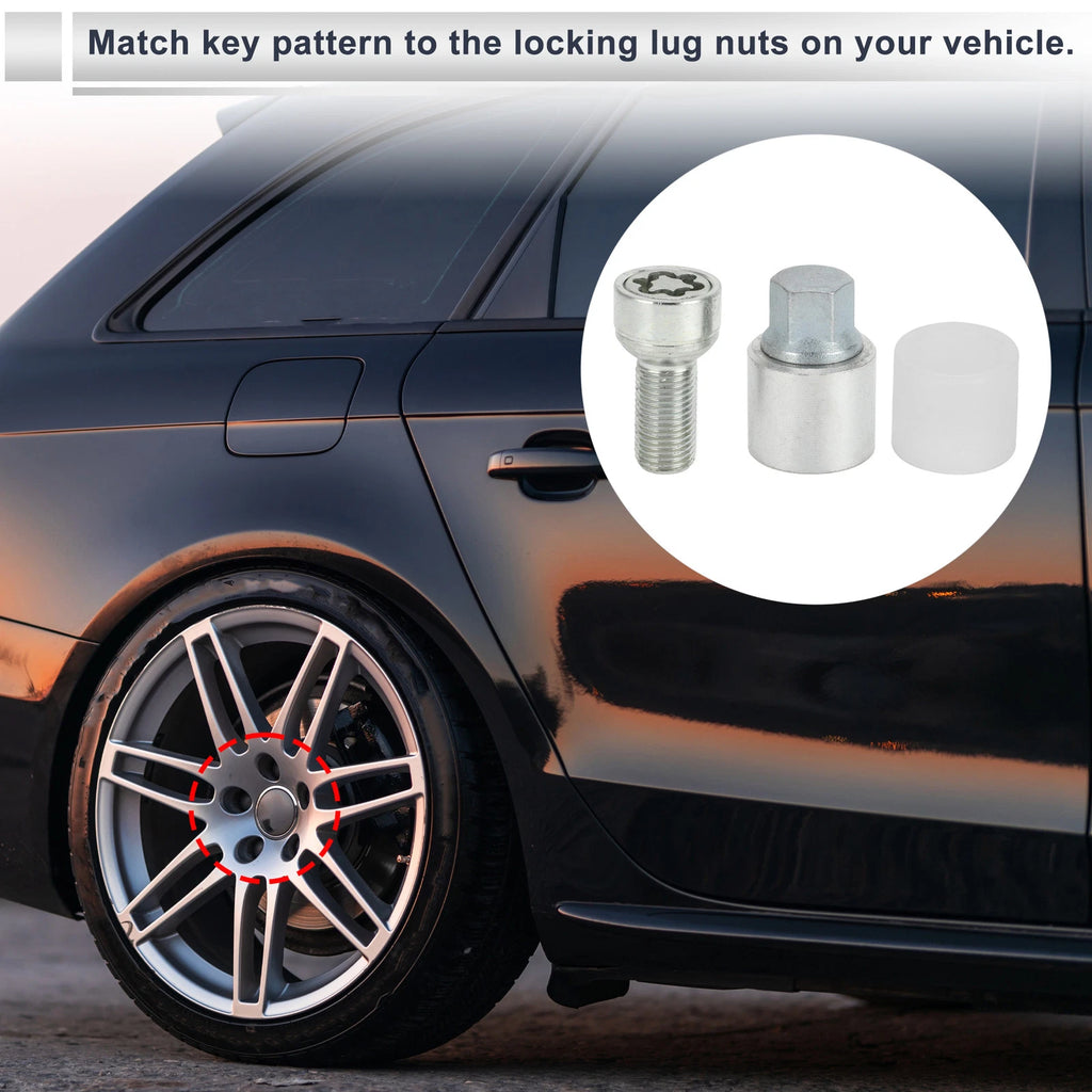 Type S Wheel Lock Lugnut with Bolt Kit Nut Removal Key for Audi A4L A5 (2013–2020)