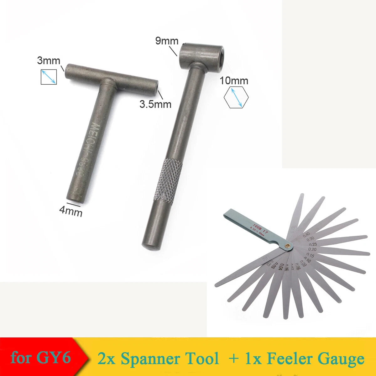3X Valve Screw Adjusting Spanner Tool + Feeler Gauge for GY6 50 150cc