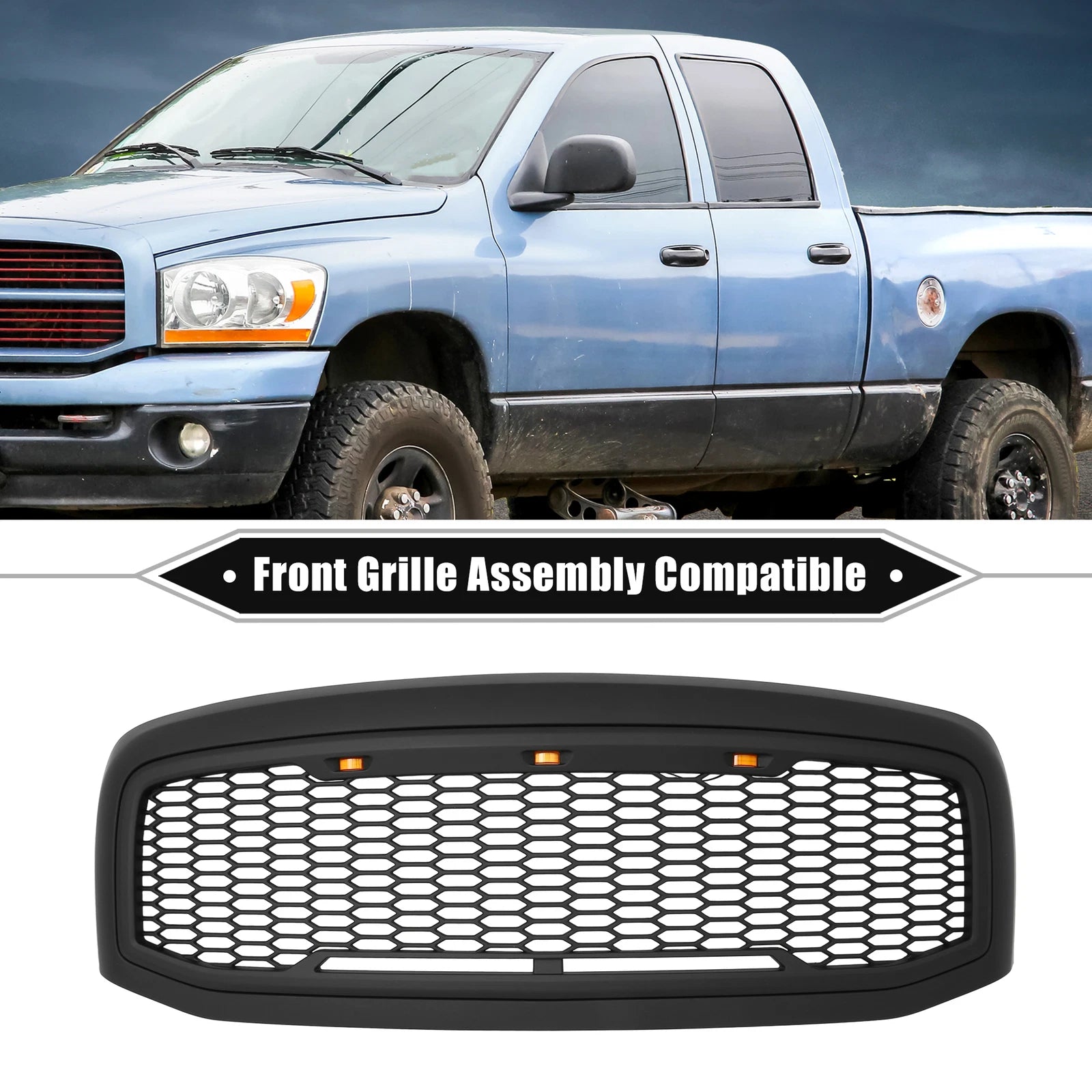 Front Grille Assembly with LED Lights for Dodge Ram 3500