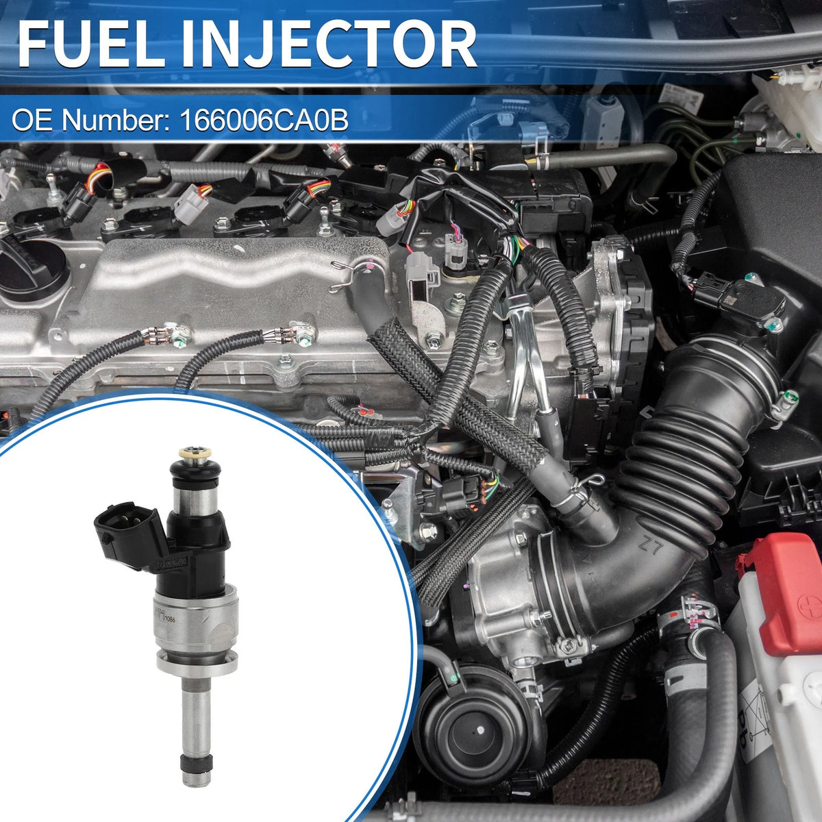 Fuel Injector No. 166006CA0B for Nissan Rogue 2.5 (2021) 1 Pc Black
