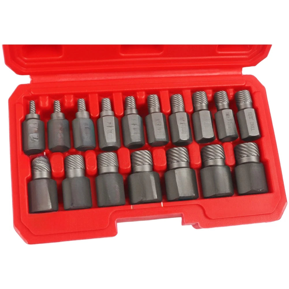 17 Piece Broken Bolt Remover Set with Coarse Threads for Easy Extraction