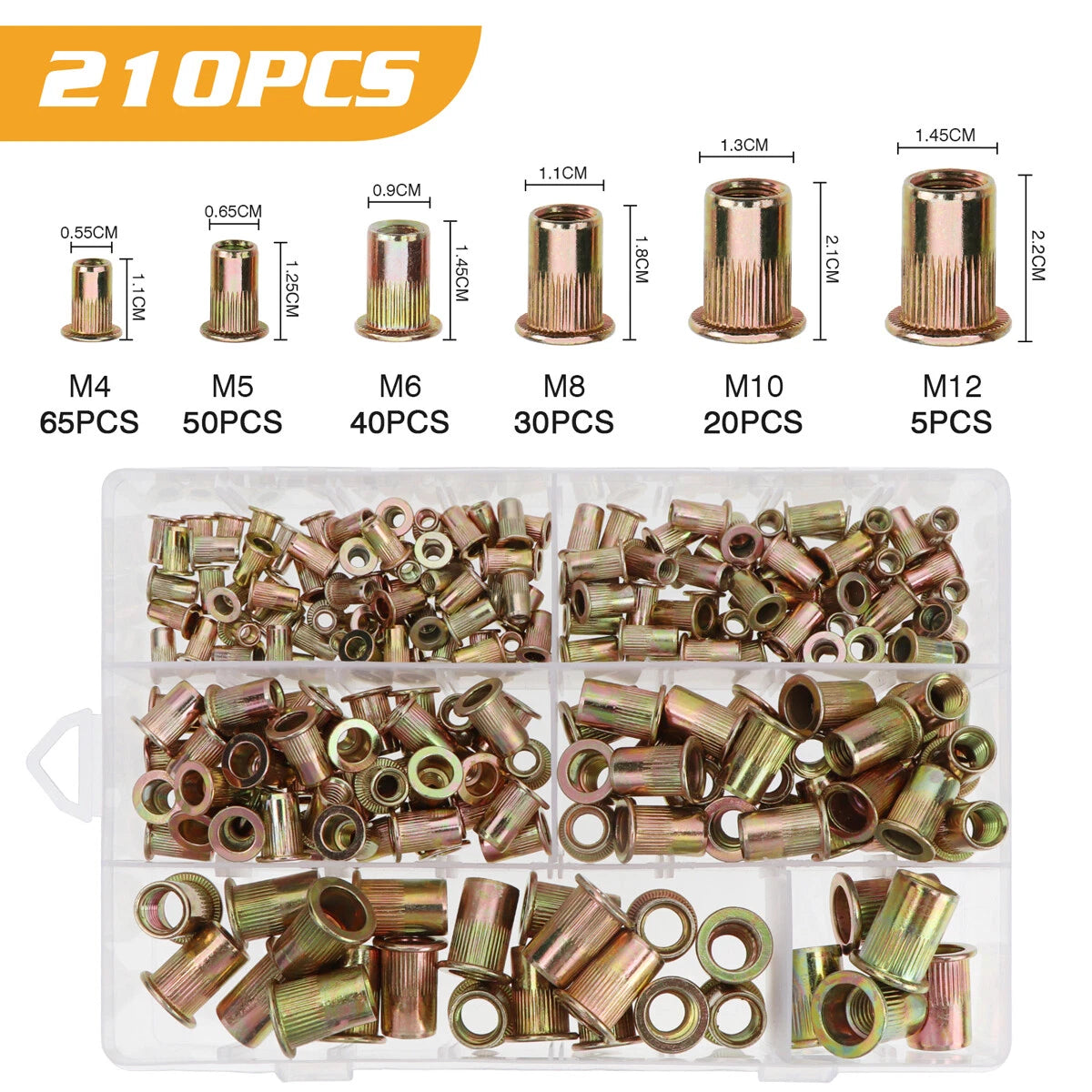 2X Rivet Nut Flat Head M4-12 for Automotive Applications