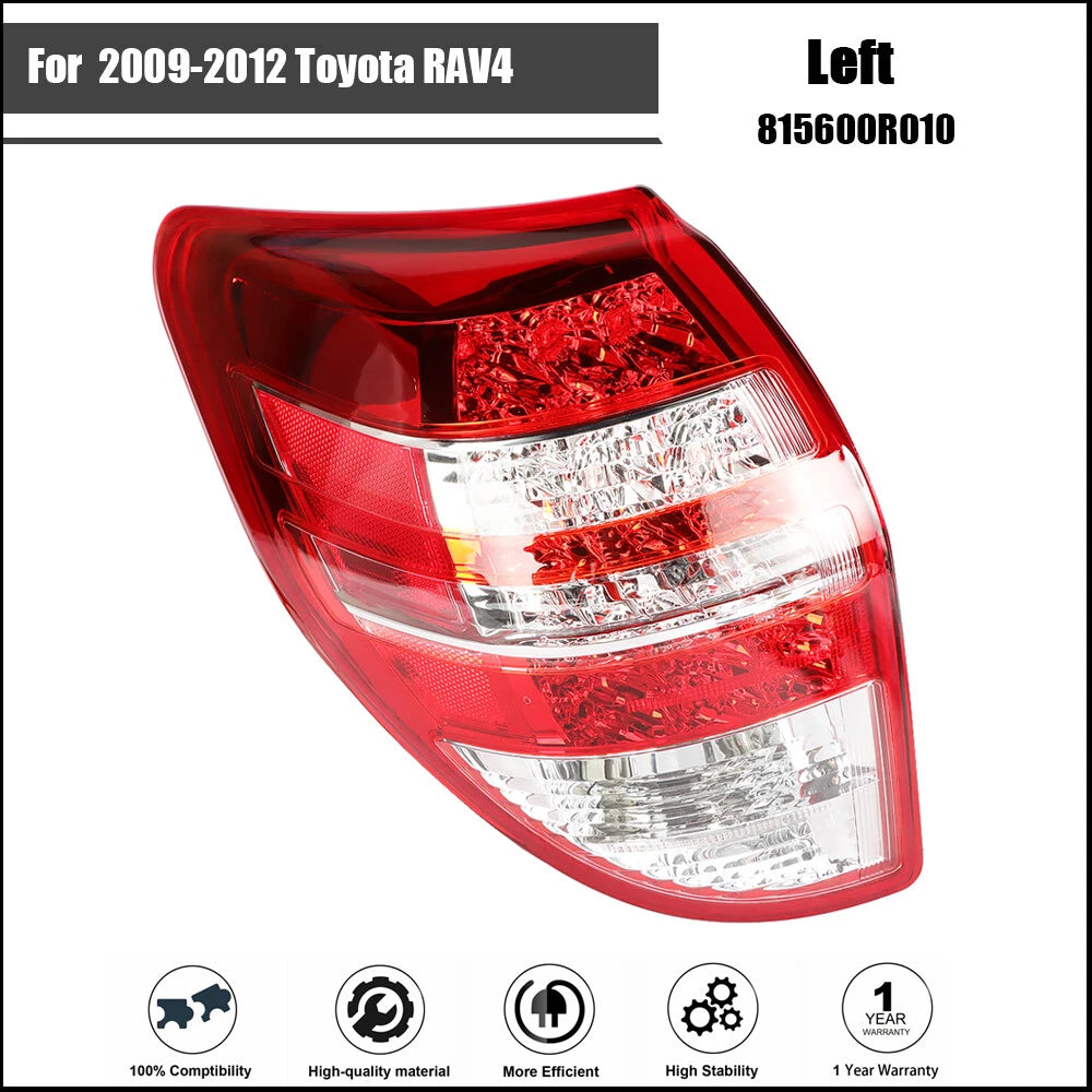 Tail Light Assembly for Toyota RAV4 (2009–2012) Left Driver Rear Halogen