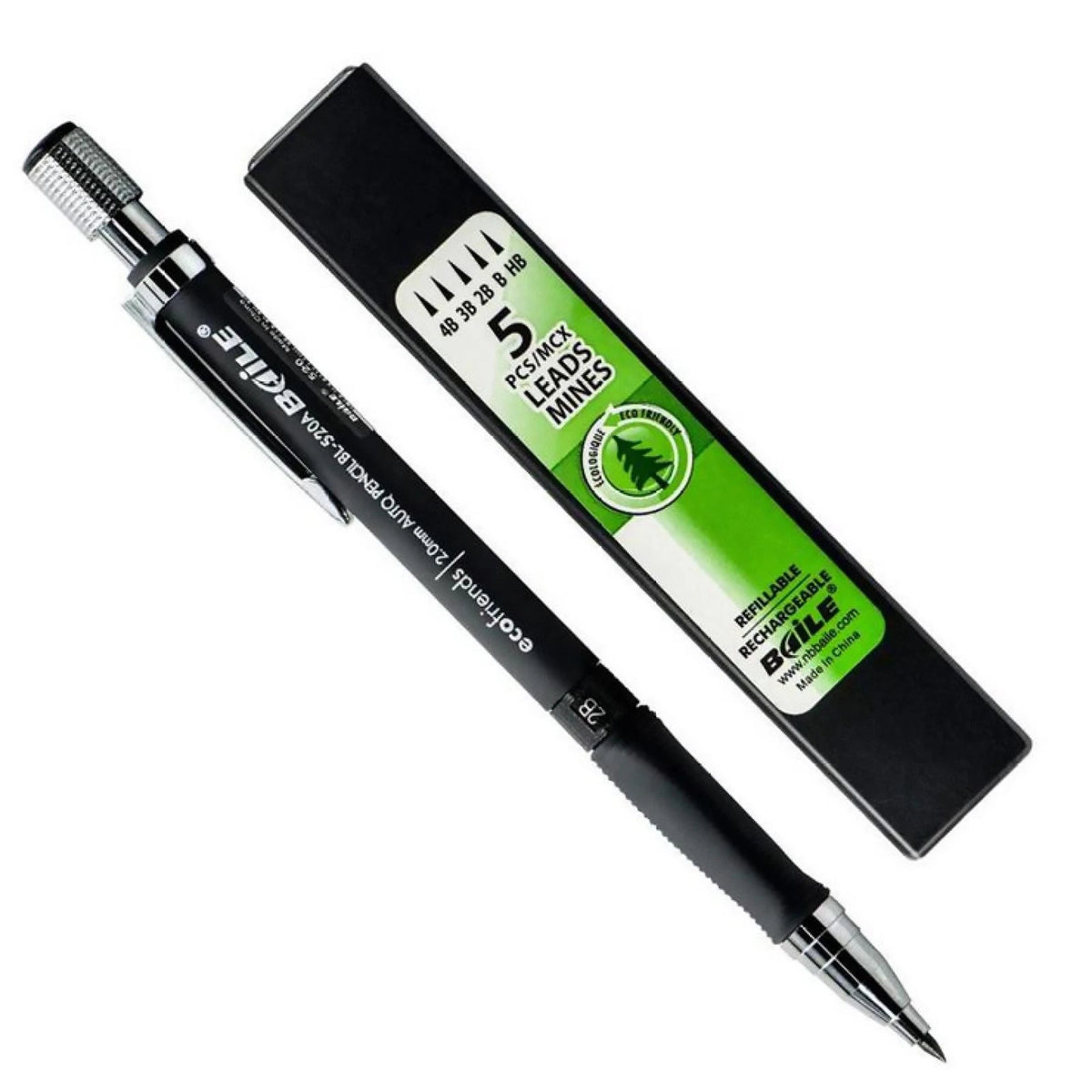 2B Lead Holder Mechanical Pencil with 5 Lead Refill for Drawing