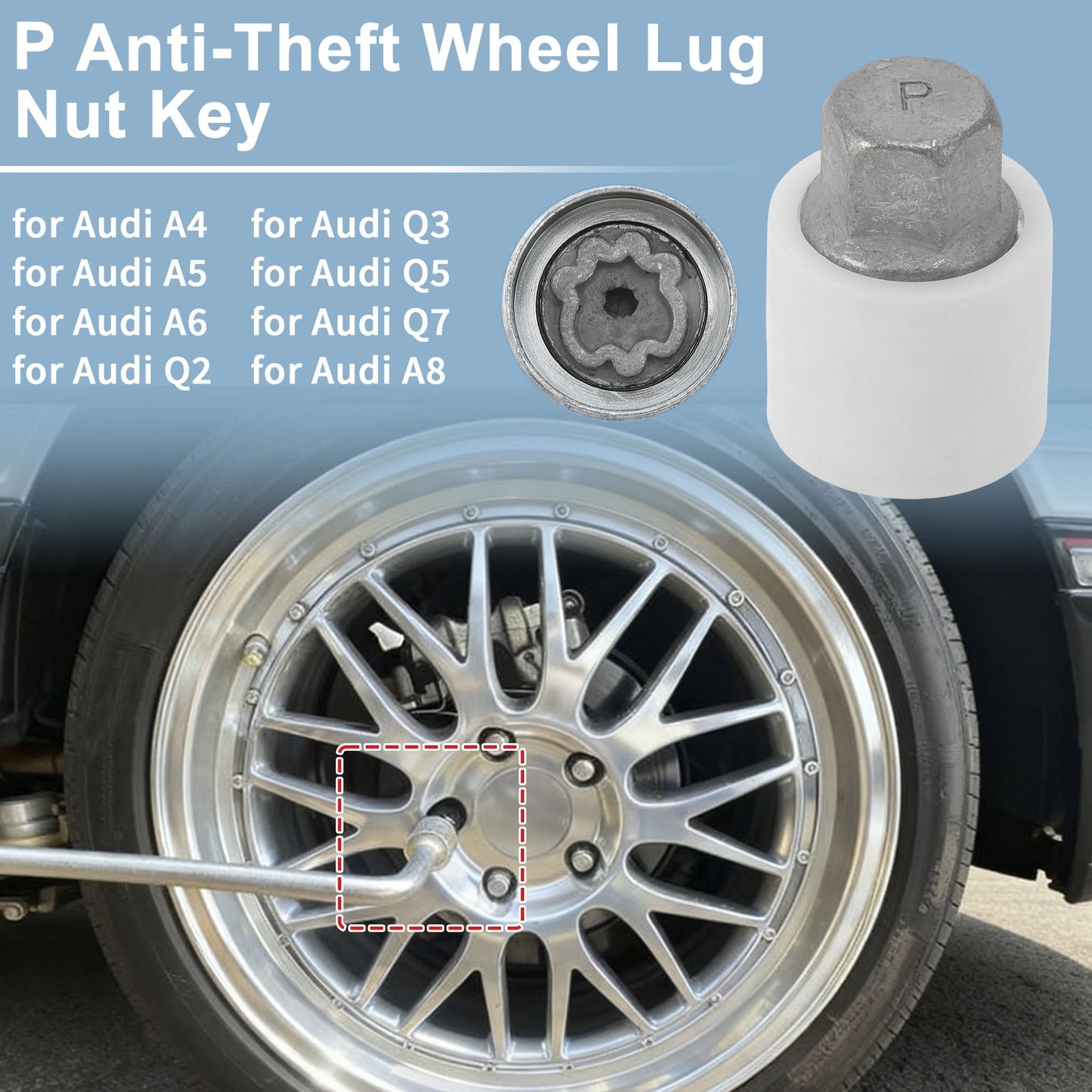 Type P Wheel Lock Lug Nut for Audi A4 (Locking Nut Key Socket)