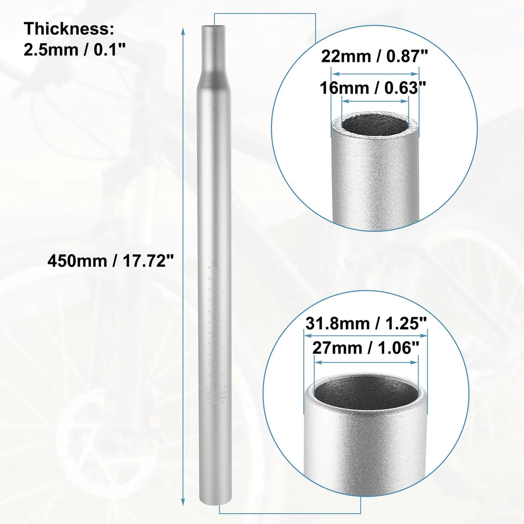 Aluminum Alloy Seat Post with Scale for Bicycle Silver Tone 31.8x450mm