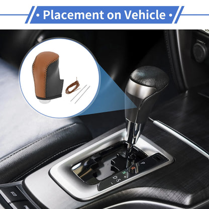 1 Pc Gear Shift Knob Cover for Mazda 3 (2014–2018) Brown Faux Leather