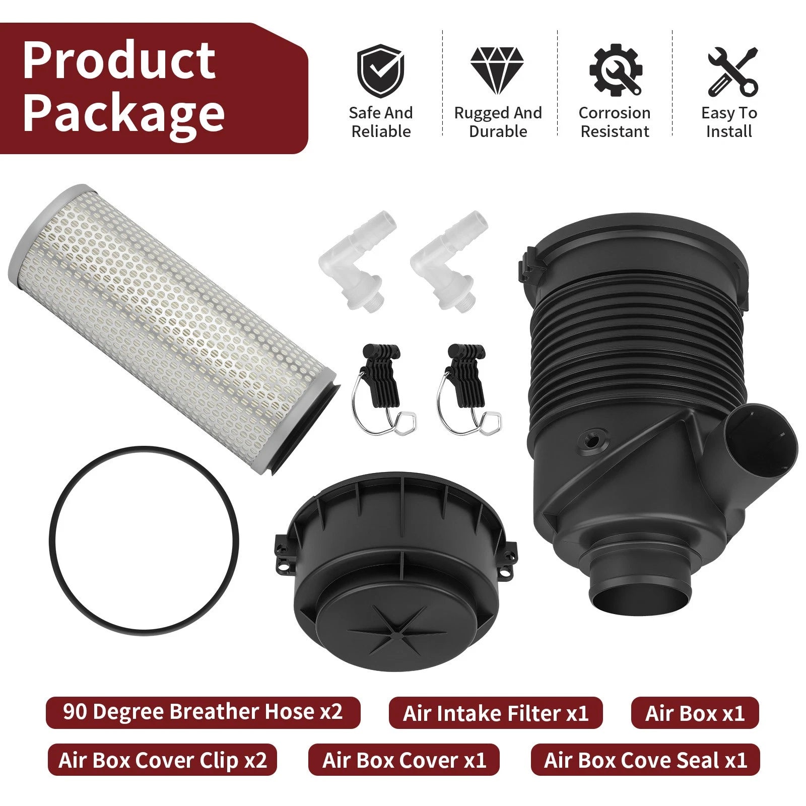 Air Box Cove Seal Clip & Air Intake Filter Kit for Polaris Ranger 500 (2006–2013)
