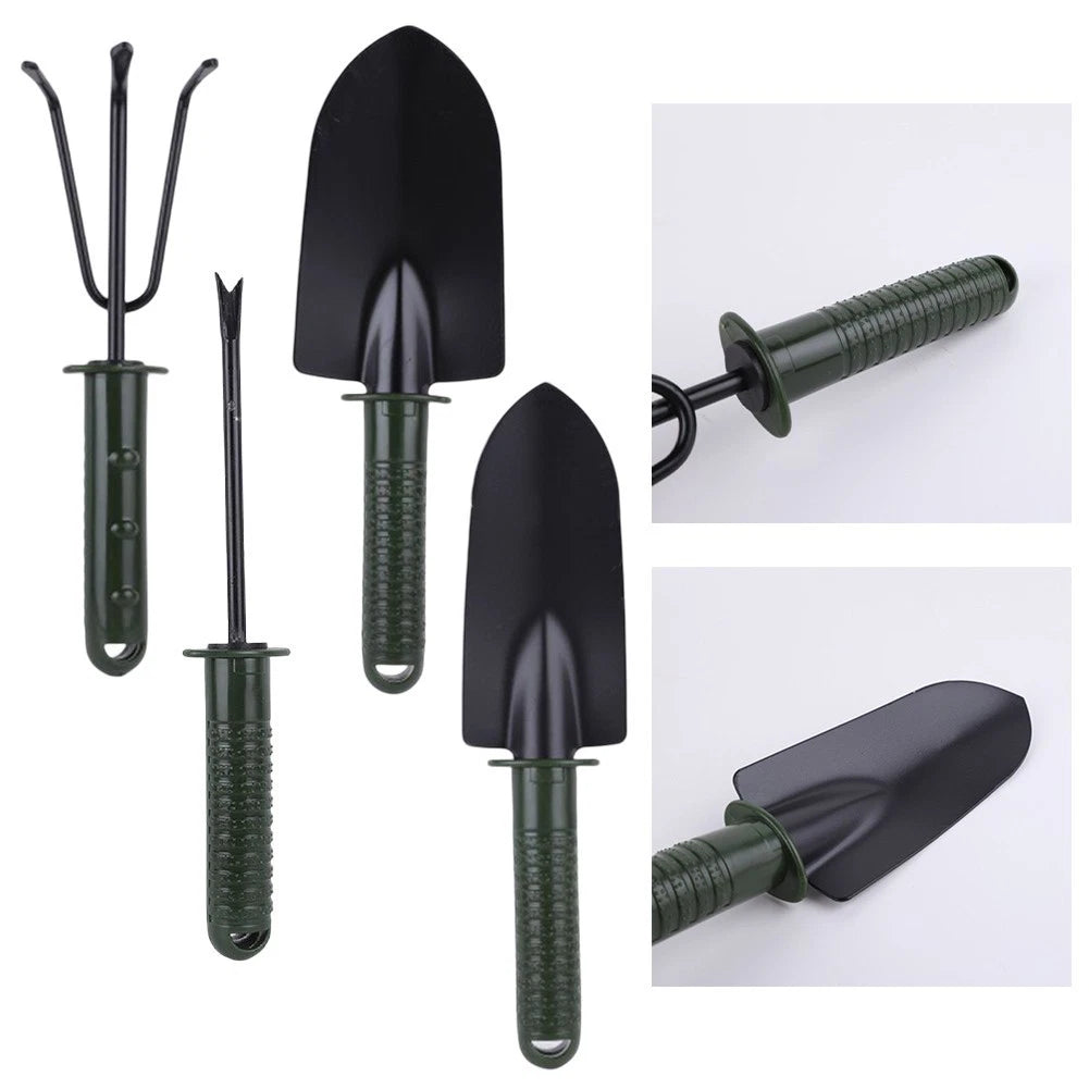 Set of 4 Mini Rubber Handle Garden Tools for Precise Plant Care