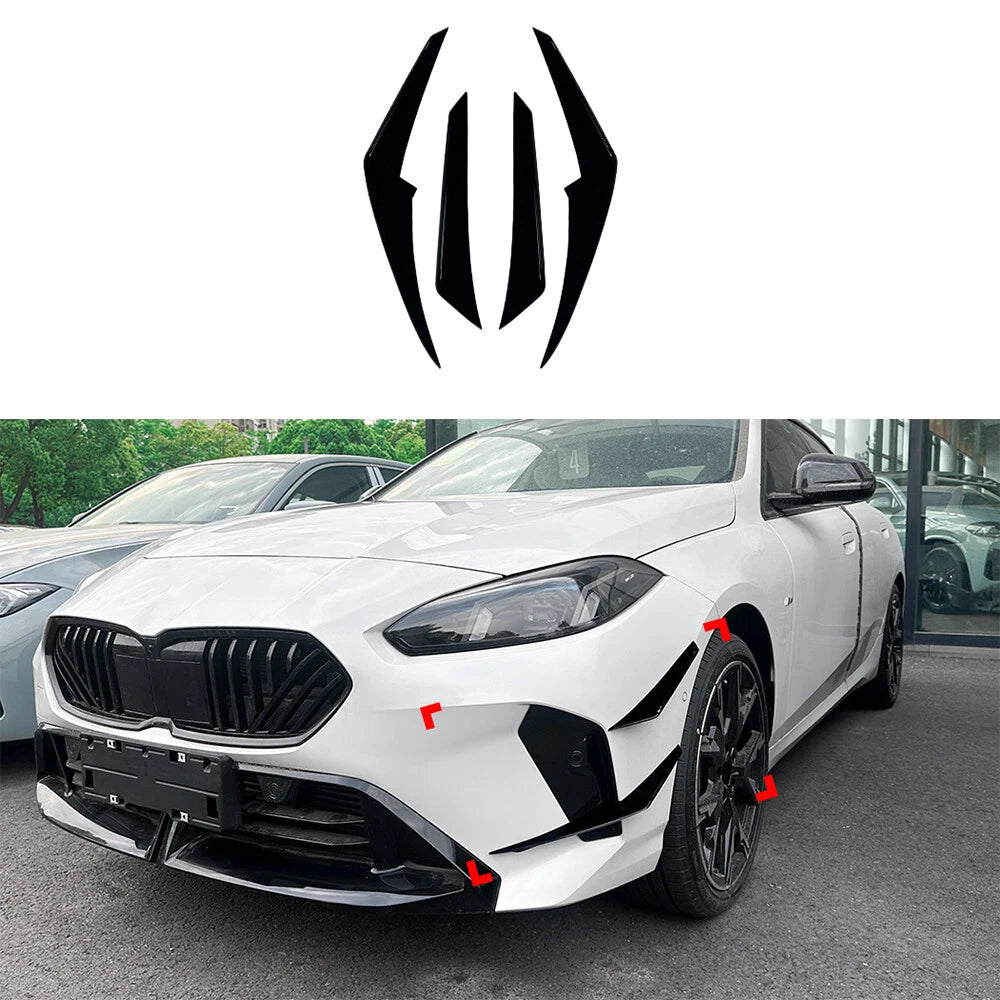 Set of 4 Black Front Bumper Side Canards Splitters for BMW 2-Series (2024+)