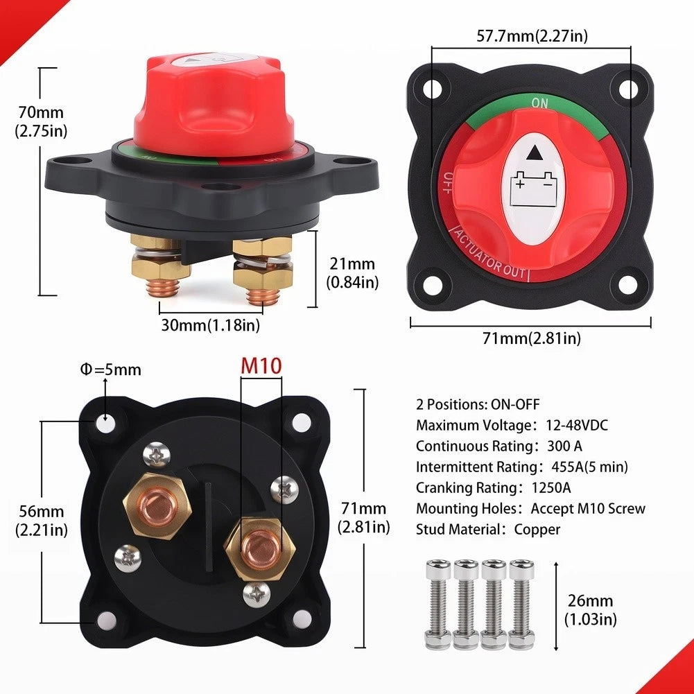 High-Current Switch 2-Position Design 300A Current Rating Compact Structure