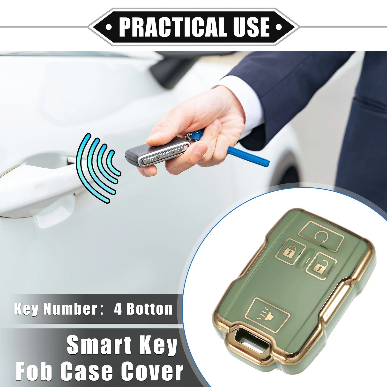 Remote Key Fob Cover 4 Button Replacement for Chevy Suburban GMC (2011–2020)