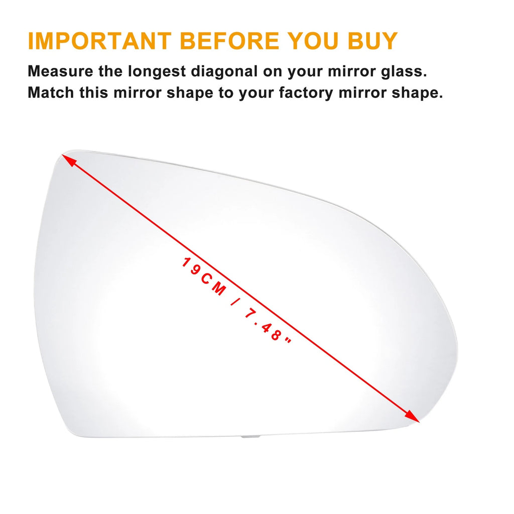 Right Side Mirror Glass Non heated Replacement for Hyundai Elantra (2016–2018)