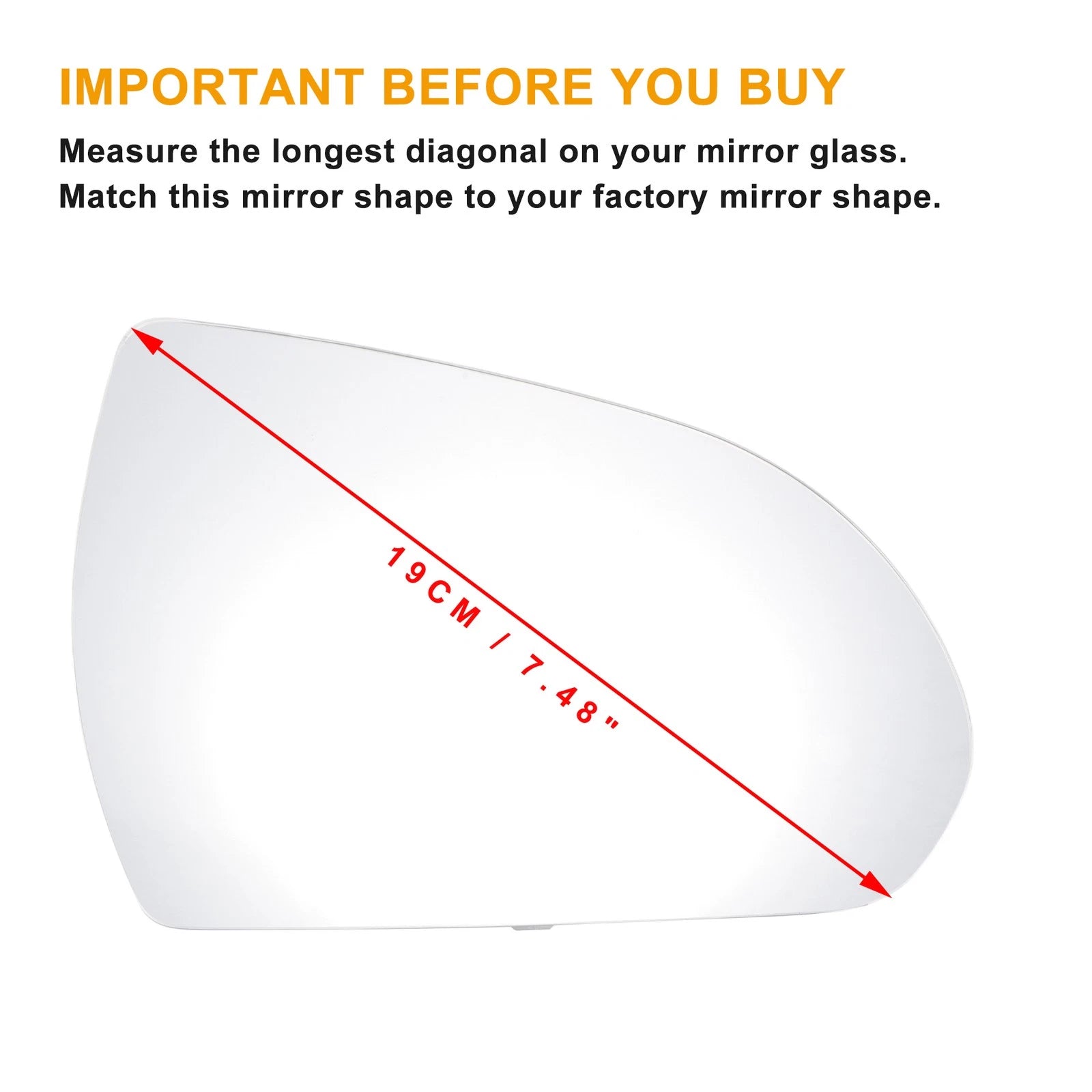 Right Side Mirror Glass Non heated Replacement for Hyundai Elantra (2016–2018)