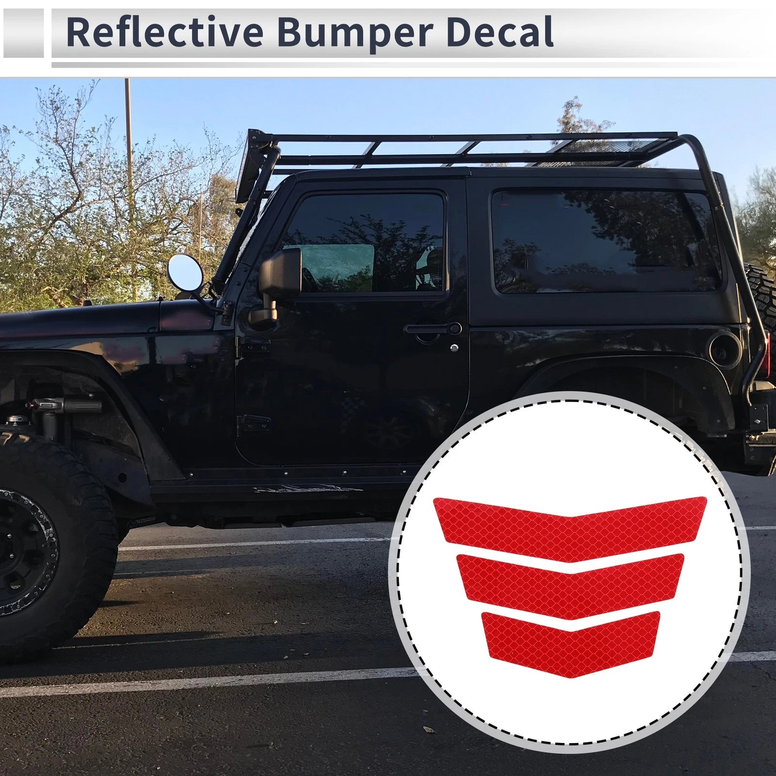Reflective Bumper Decal for Universal Vehicles (Fluorescent Red)