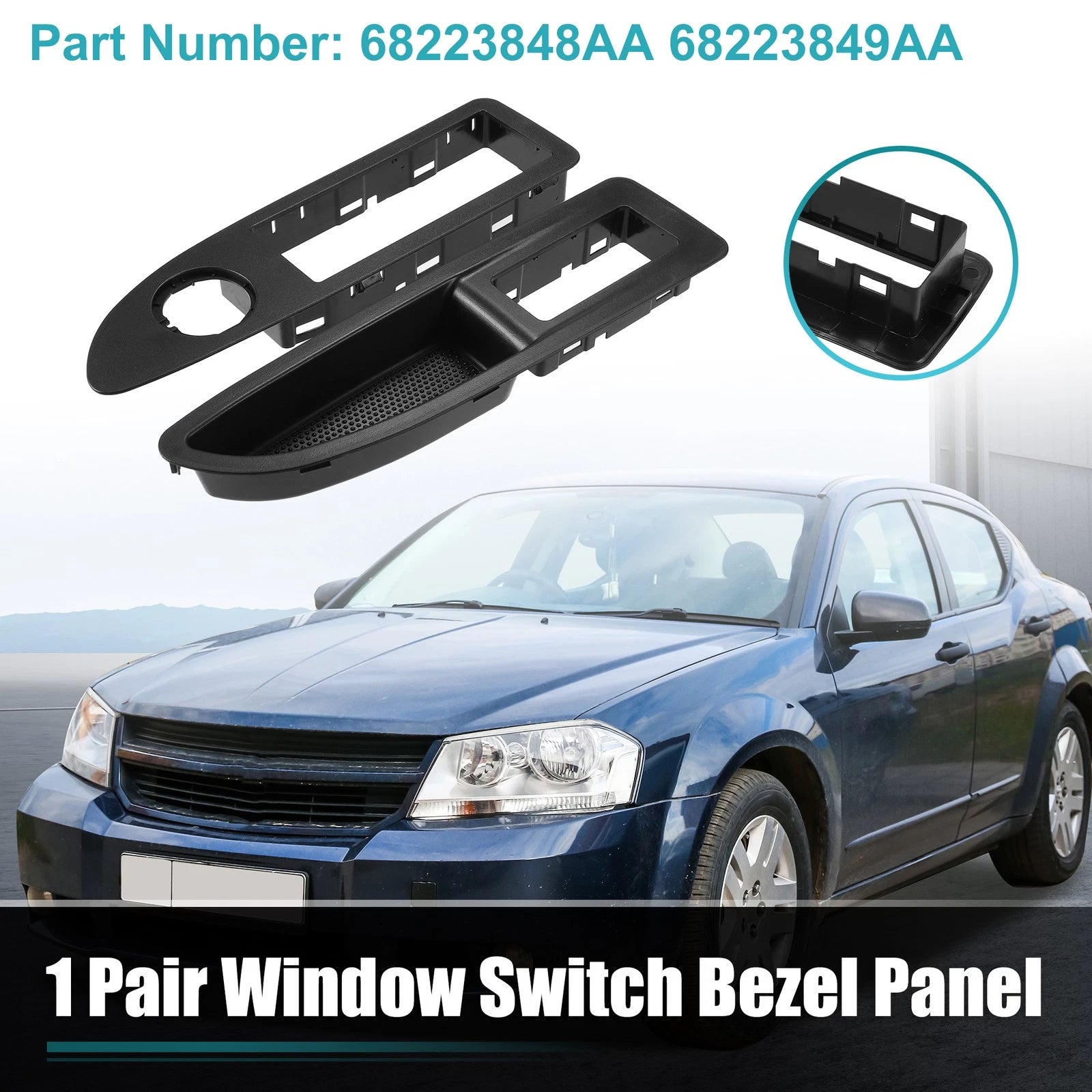 Door Window Switch Bezel Front Left Right Replacement for Dodge Avenger (2011–2014)