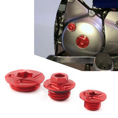 3 Pcs Red CNC Engine Timing Oil Filter Plugs Cap Set for CRF150R CRF250R CRF450R