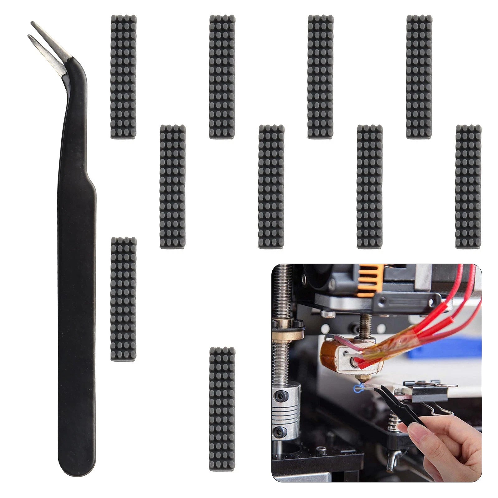 10 PC Silicone Brush and Tweezer Set for Bambu A1 (2023)