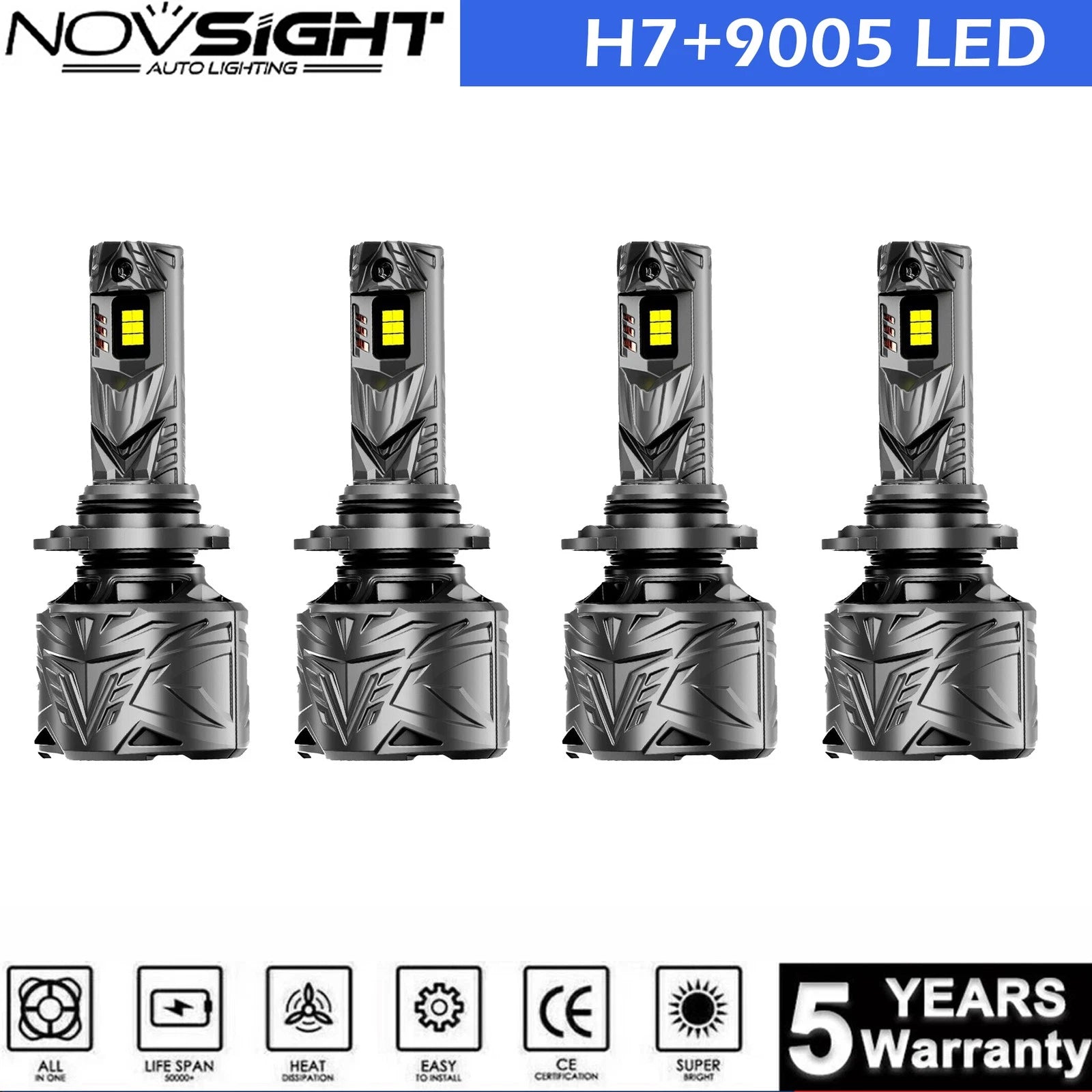 9005 + H7 Combo Front LED Headlight Bulbs Kit for
