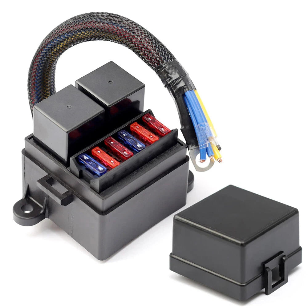 Set of 2 Pre-Wired 4-Pin 80A Fuse Relay Box for Car Truck Boat