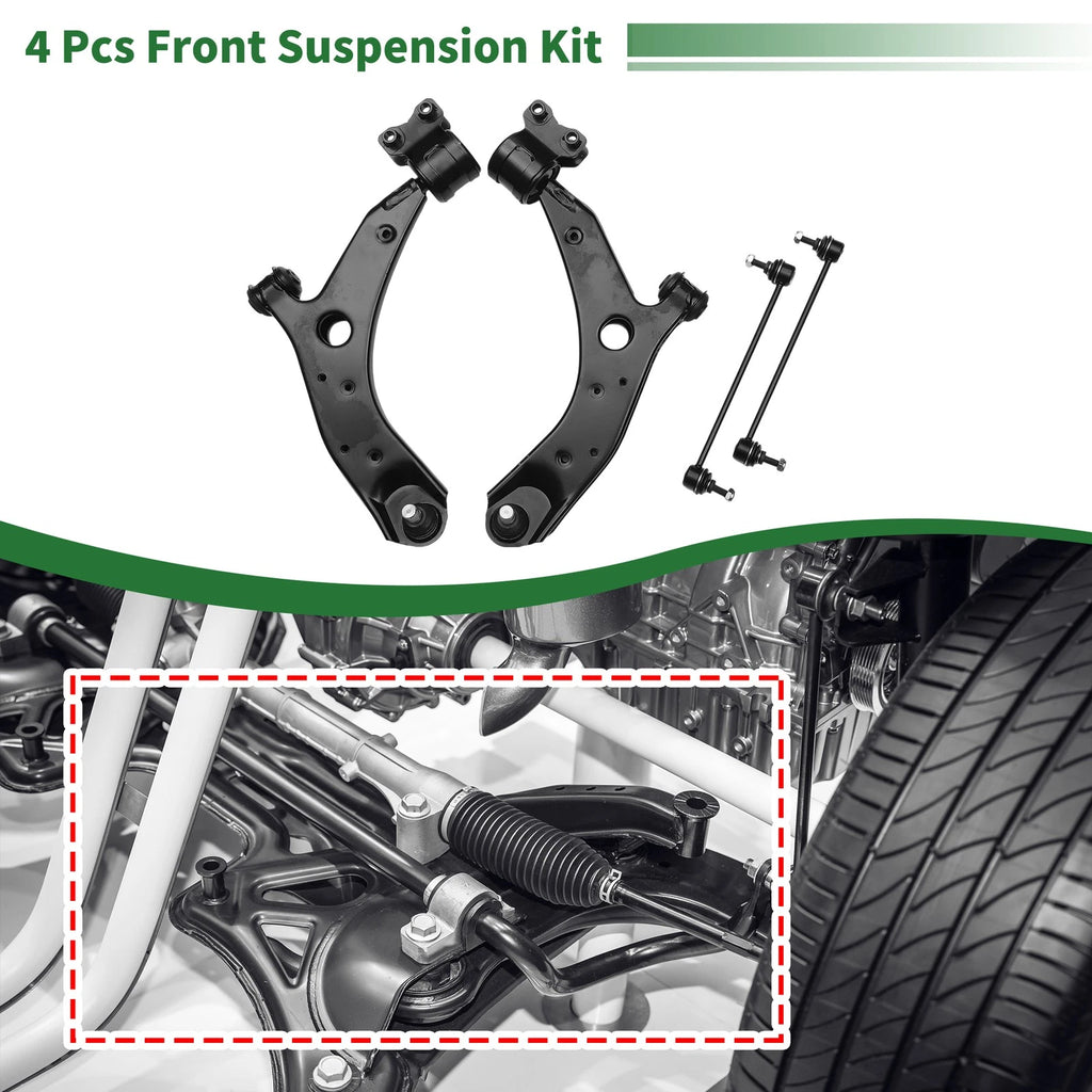 4 Pcs Front Lower Control Arms Replacement for Mazda 3 (2004–2009)