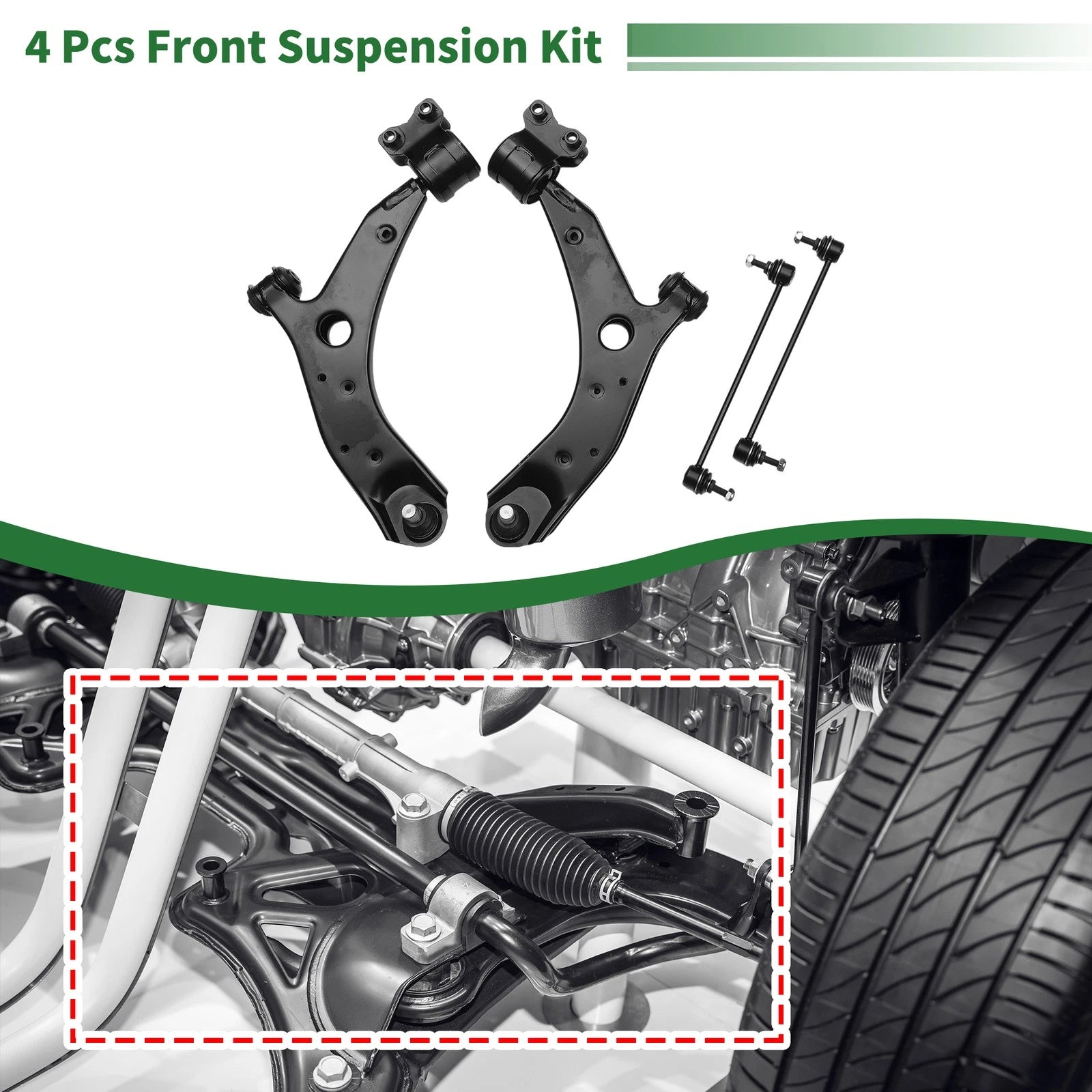 4 Pcs Front Lower Control Arms Replacement for Mazda 3 (2004–2009)