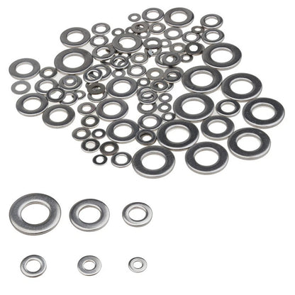 105 Pcs Stainless Steel Flat & Spring Washer Set M3/M4/M5/M6/M8/M10