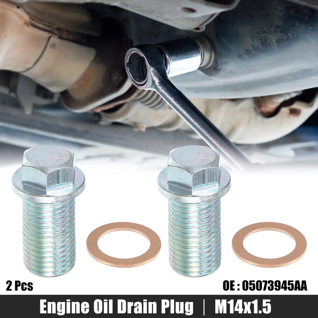 Engine Oil Drain Plug Screw with Seal Ring for Dodge Silver Tone (M14x1.5)