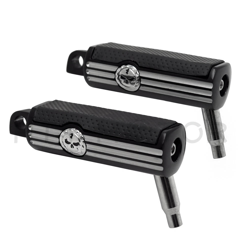 Black Gear Skull Foot Pegs for Harley (1.5")