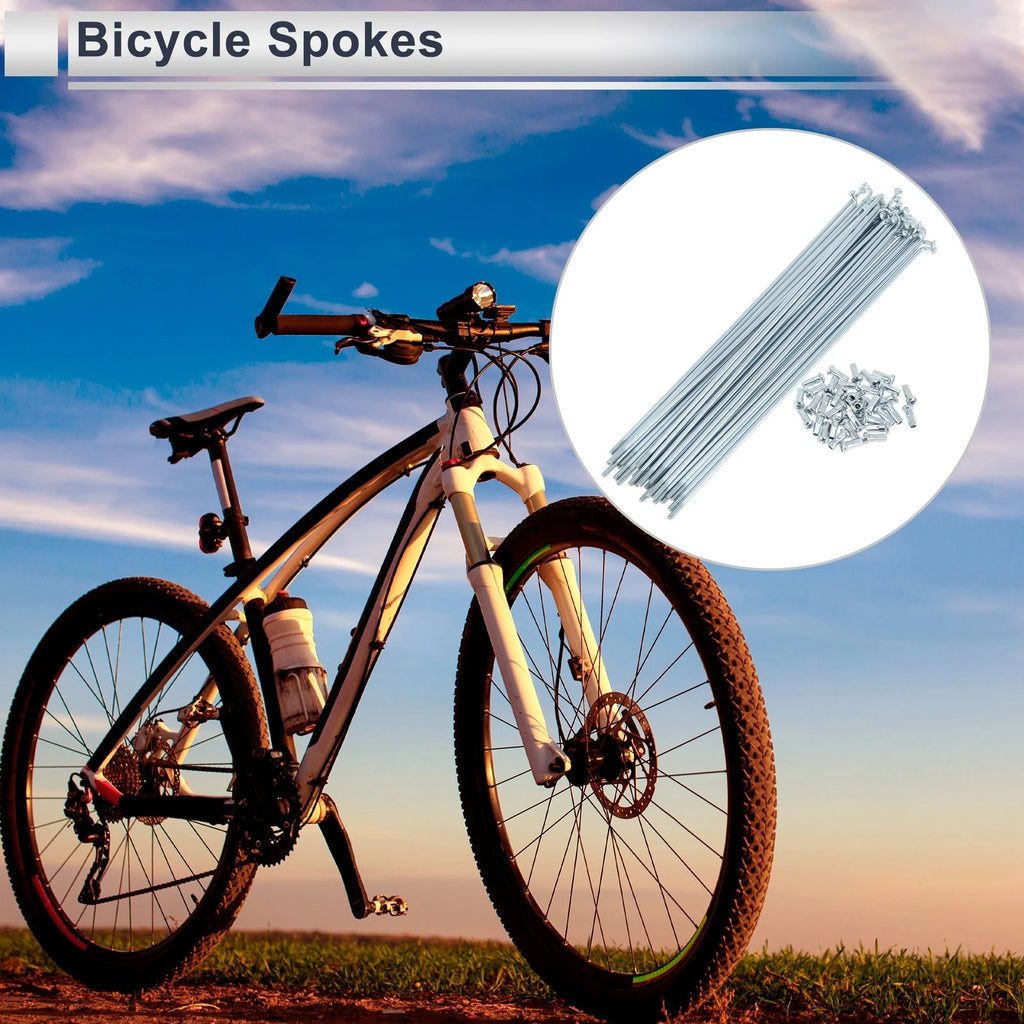 Bicycle Spoke Nipple Set 207mm Carbon Steel Galvanized for 12G Spokes