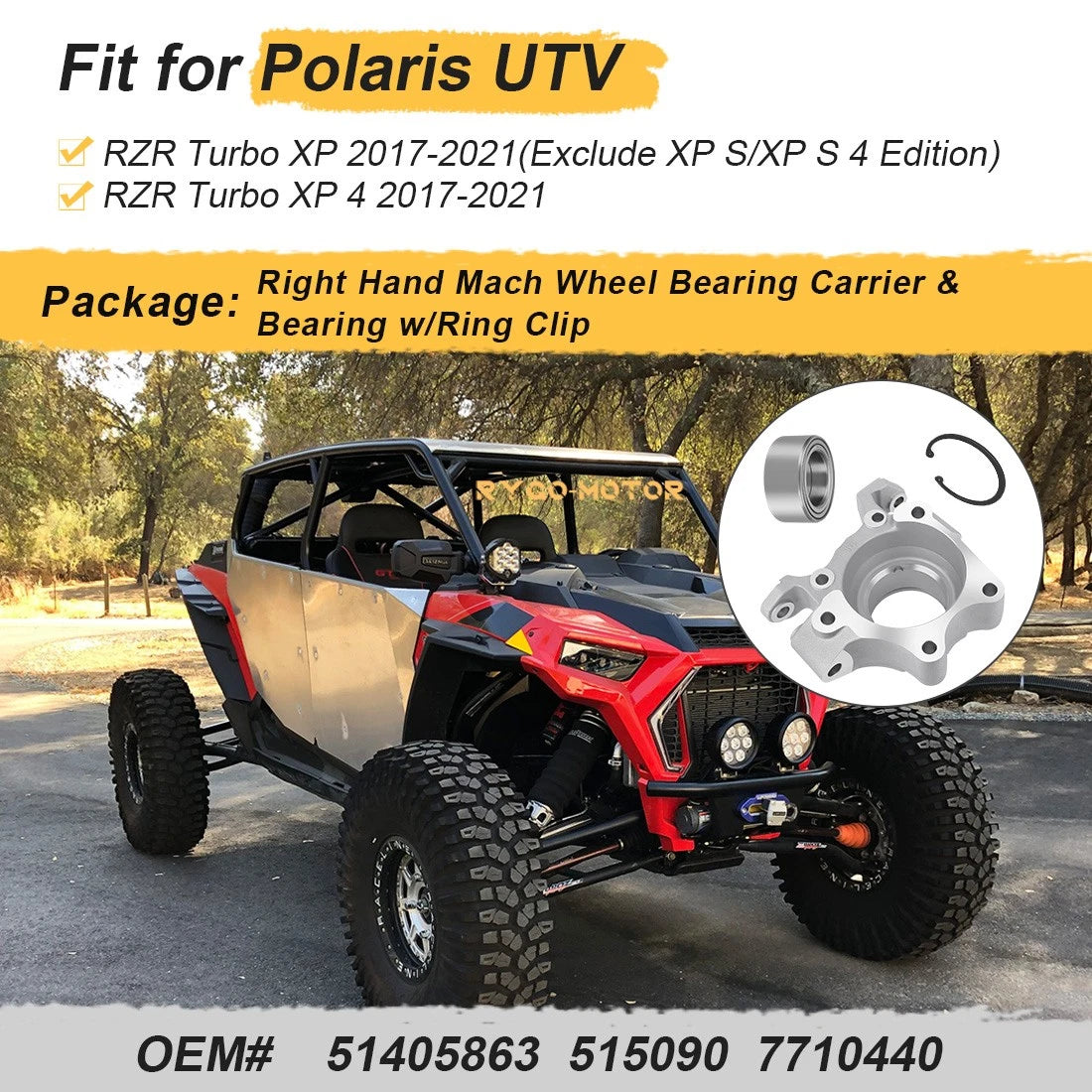 Right Hand Wheel Bearing Carrier & Bearing Kit for Polaris RZR XP Turbo (2017–2021)