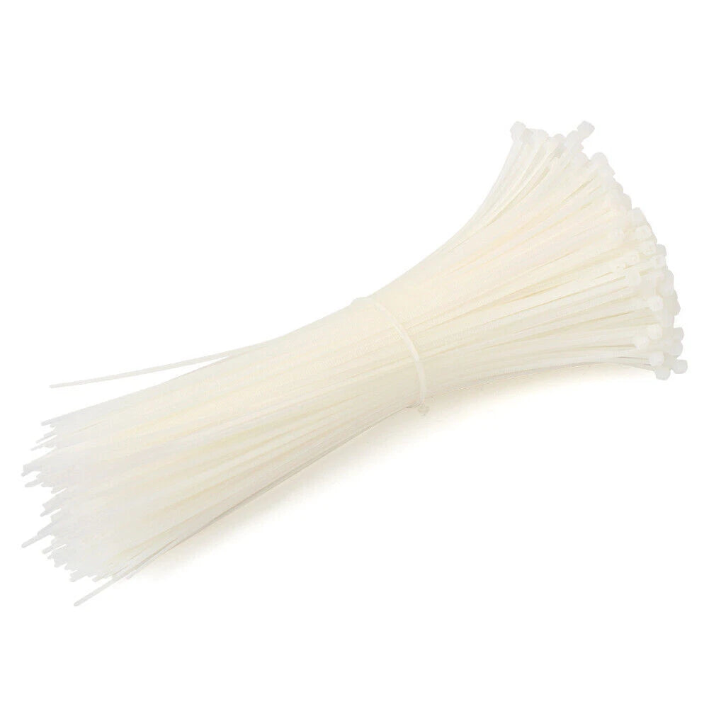 8" White Network Cable Cord Wire Ties Strap Zip Fasten Wrap Nylon 1000PCS