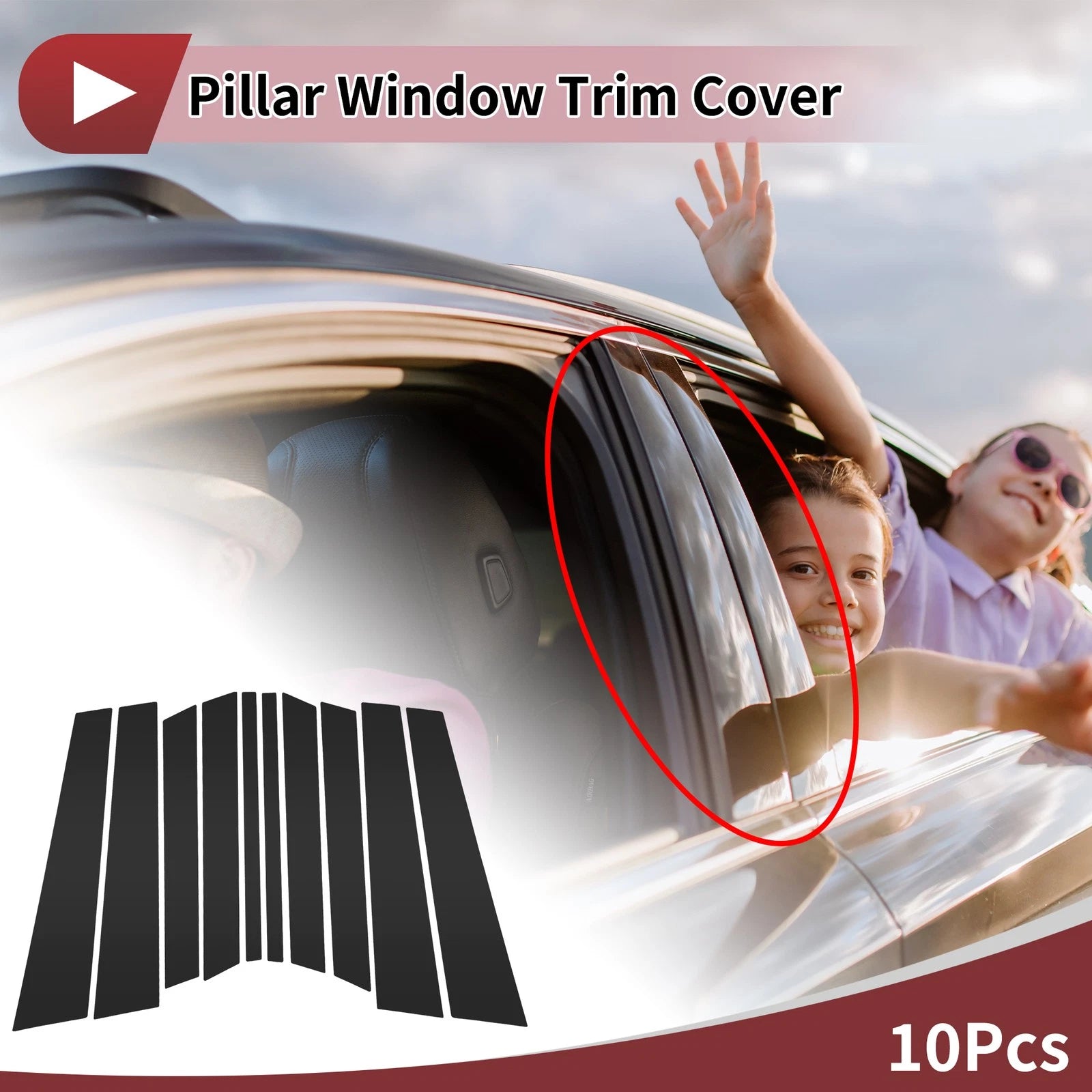 10 Pcs Door Pillar Window Trim Replacement for Mercedes-Benz R-Class (2006–2015)