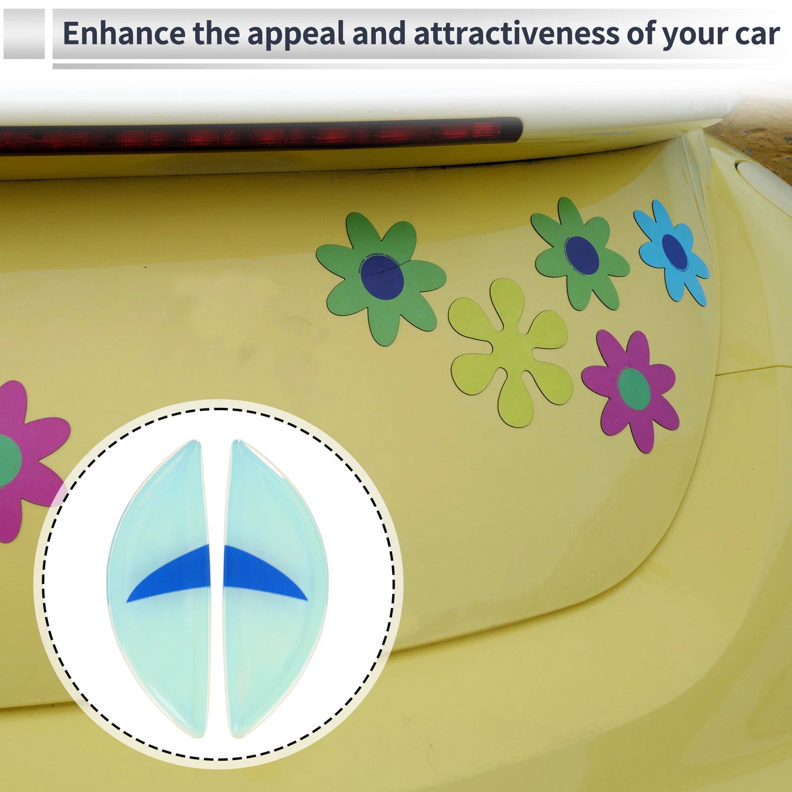 Reflective Bumper Decal for Universal Fit (Blue Arc Blue Eyes Pattern)