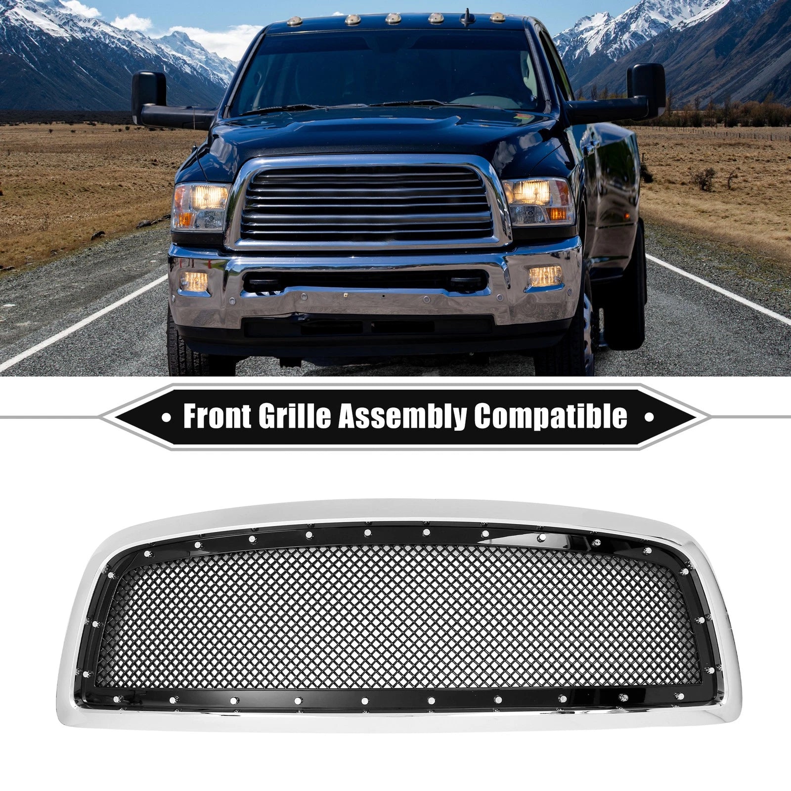 Front Grille Assembly Replacement for Dodge Ram (2013–2018)